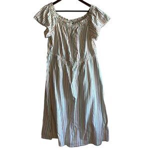 Women's Lane Bryant Pastel Striped Long Dress with Pockets